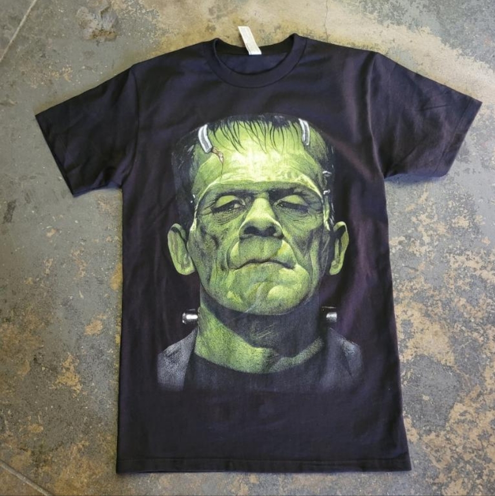Frankenstein Graphic Tee - Black with Green Print